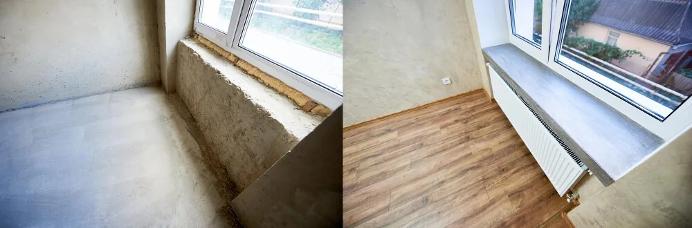 Porównanie wnętrz przed odnowieniem i po odnowieniu
